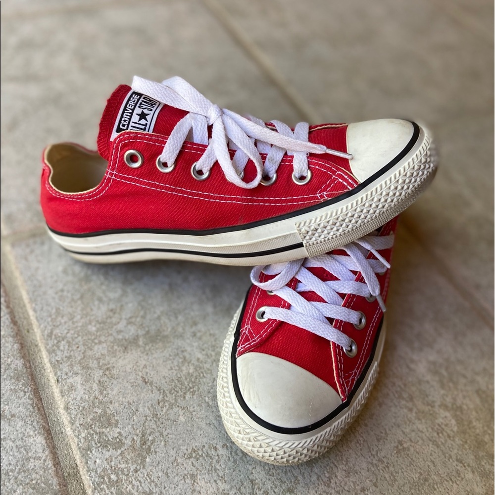 Red converse sneakers